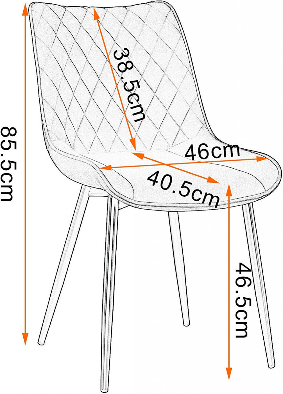 24goodz Set of 2 Dining Chairs - Ergonomic Comfort - Durable Velvet Upholstery - Dark Grey - dgr