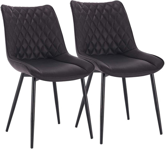 24goodz Set of 2 Dining Chairs - Ergonomic Comfort - Easy to Clean - Faux Leather - For Home Use - Anthracite