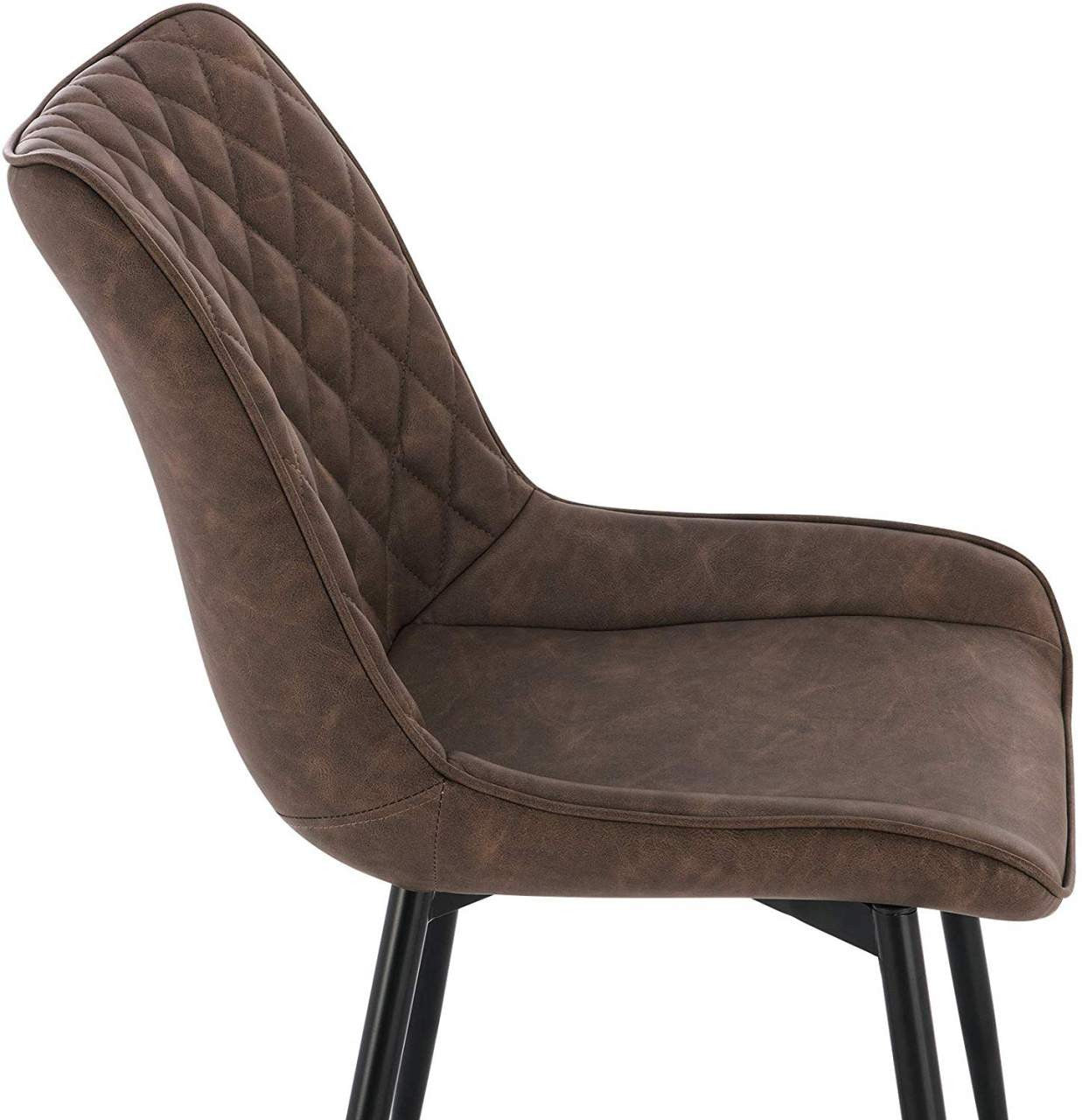 24goodz Set of 2 Dining Chairs - Ergonomic Comfort - Durable Faux Leather - For Every Room - Brown