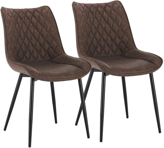 24goodz Set of 2 Dining Chairs - Ergonomic Comfort - Durable Faux Leather - For Every Room - Brown