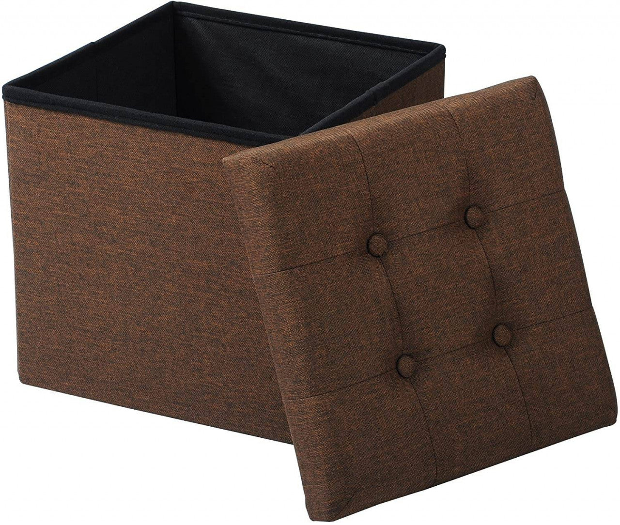 24goodz Set of 2 Foldable Ottomans with Storage - Space-Saving Design - MDF - For Home Use - Brown