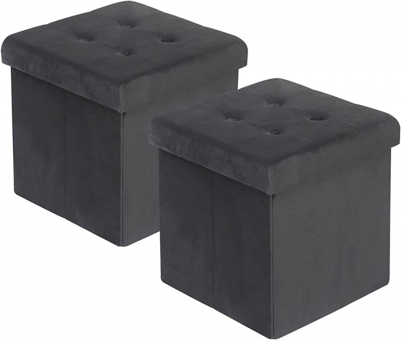 24goodz Set of 2 Ottomans SH69 Footstools with Storage - Versatile and Stylish - MDF - For Home Use - Grey