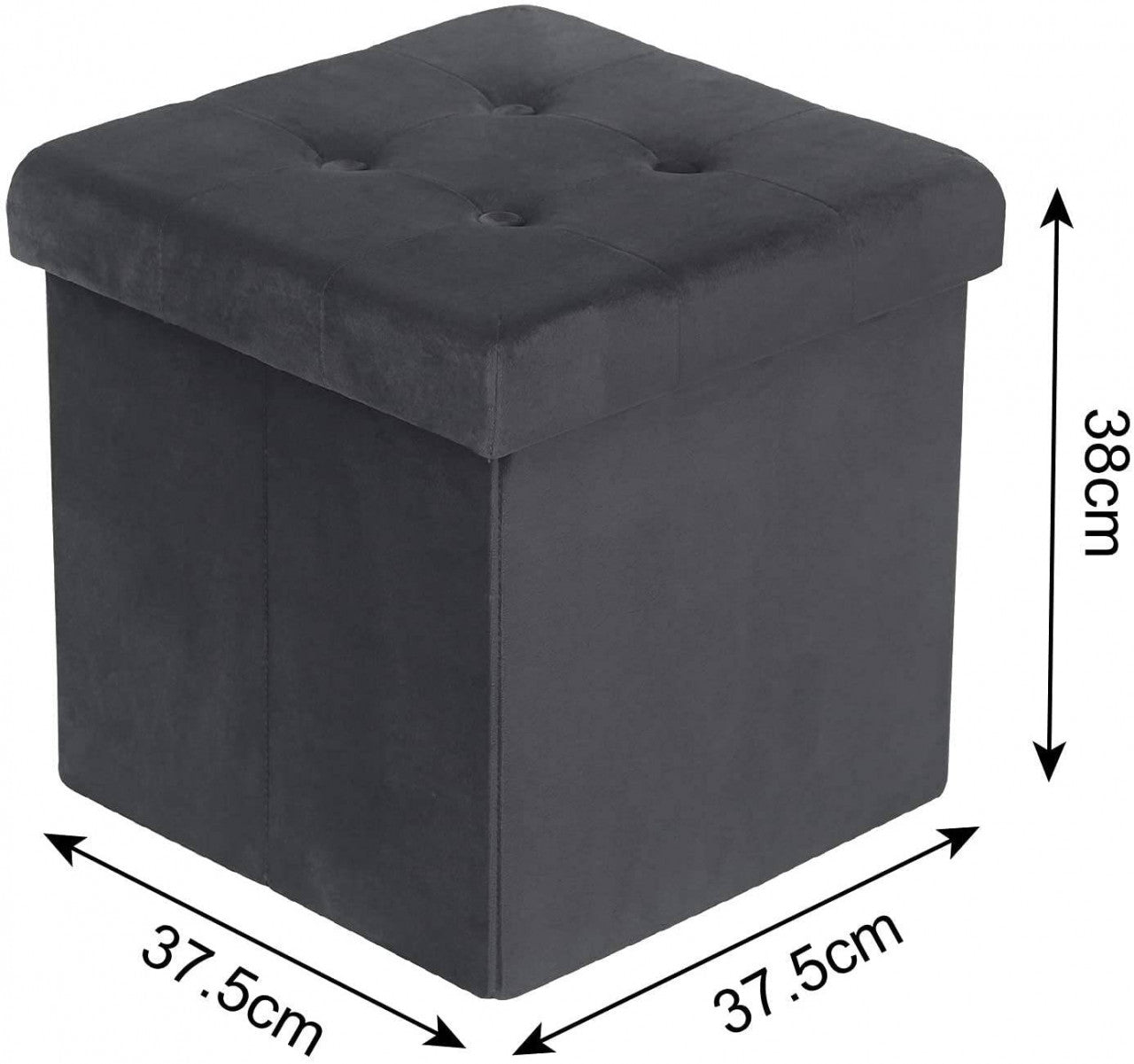 24goodz Set of 2 Ottomans SH69 Footstools with Storage - Versatile and Stylish - MDF - For Home Use - Grey
