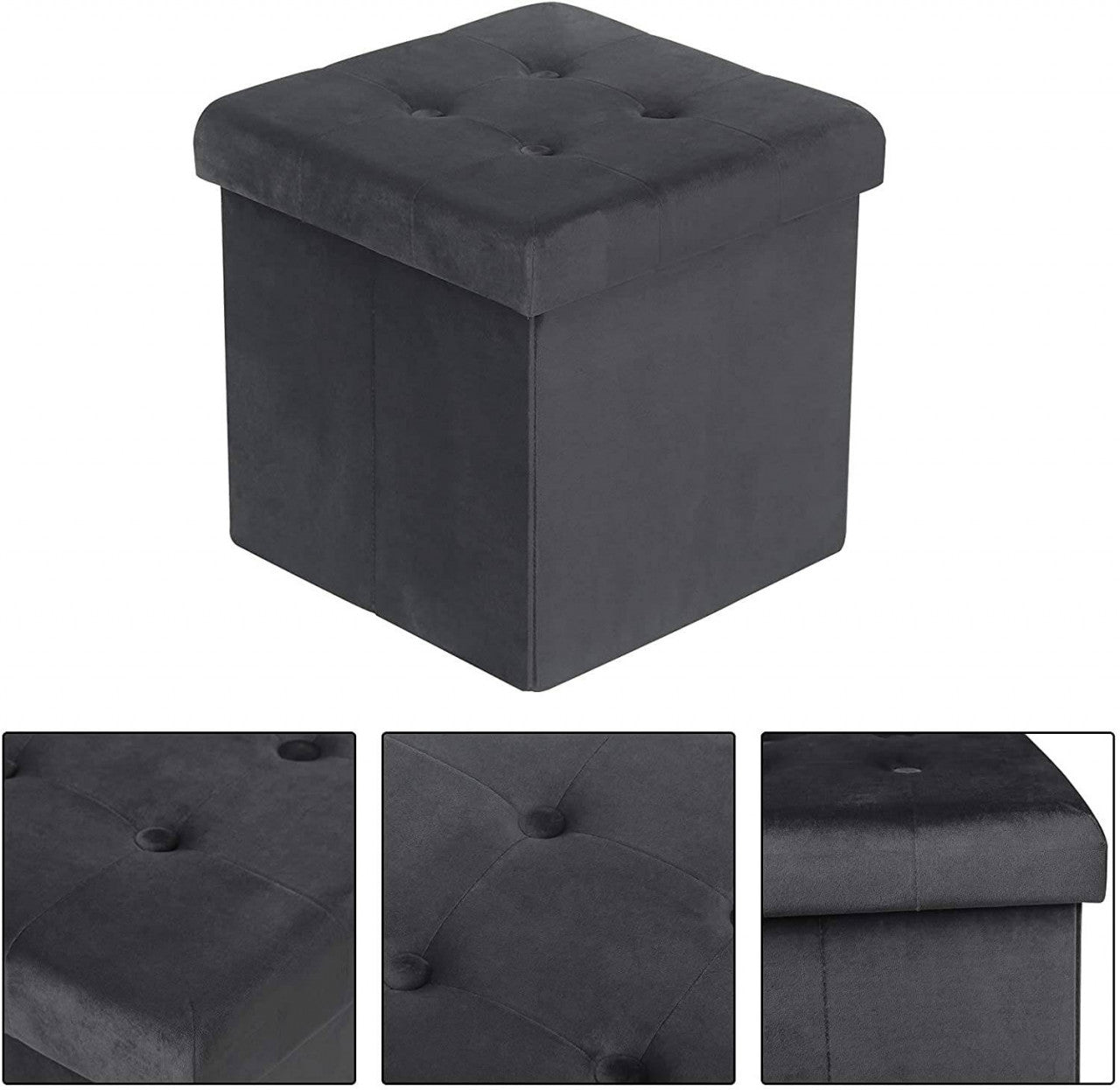 24goodz Set of 2 Ottomans SH69 Footstools with Storage - Versatile and Stylish - MDF - For Home Use - Grey