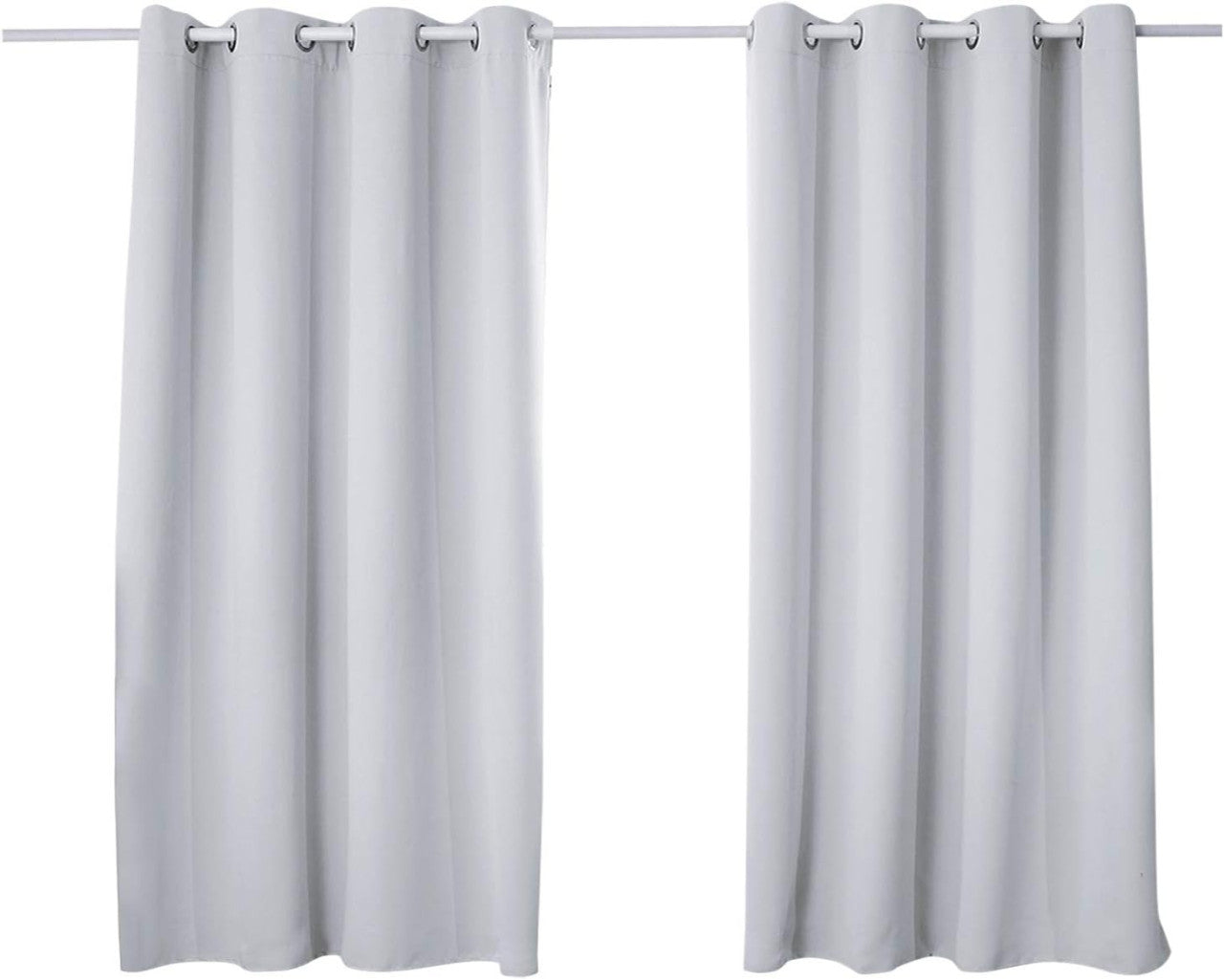 24goodz 2 Pieces Heat-insulating Blackout Curtains - Excellent Light Blocking - Energy Saving & Noise Absorbing - 100% Polyester - Grey White - 135x245 cm - ws