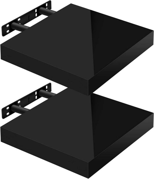 24goodz Floating Shelves Set of 2 - High Load Capacity - MDF - For Home Decor - White 25x22.9x3.8cm - sz