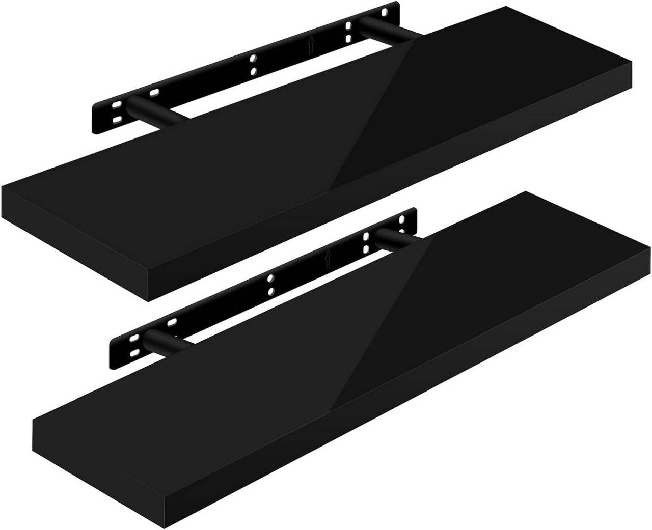 24goodz Set of 2 Floating Shelves - High-Quality MDF - Easy to Mount - White - 80x22.9x3.8cm - sz