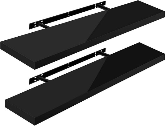 24goodz Set of 2 Floating Shelves - High-Quality MDF - Easy to Mount - White - 100x22.9x3.8cm - sz