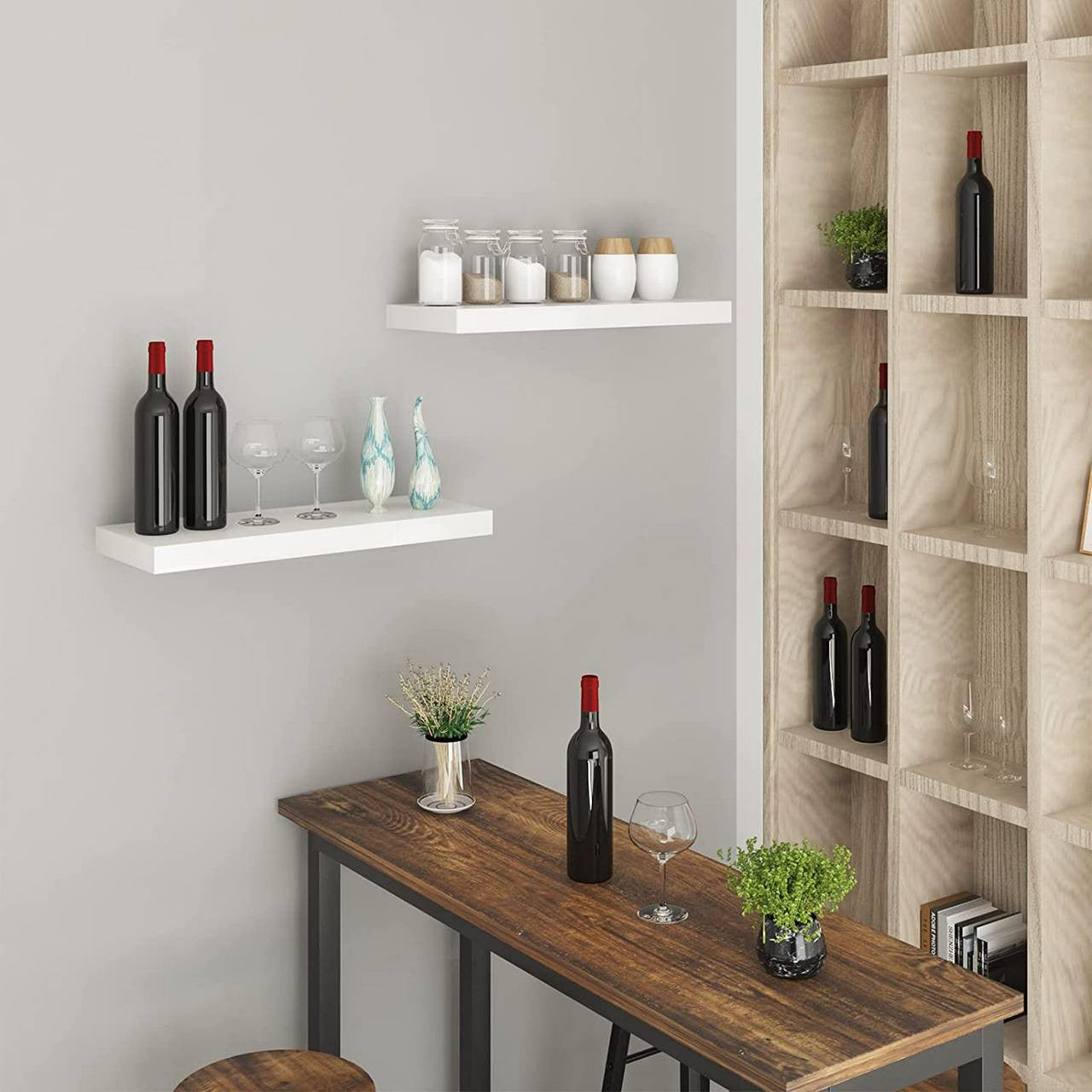 24goodz Floating Shelves Set of 2 - High-Quality MDF - Easy Installation - White - 70x22.9x3.8cm - ws