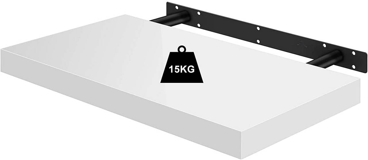 24goodz Set of 3 Floating Shelves - High-Quality MDF - Easy Installation - White - 40x22.9x3.8cm - ws