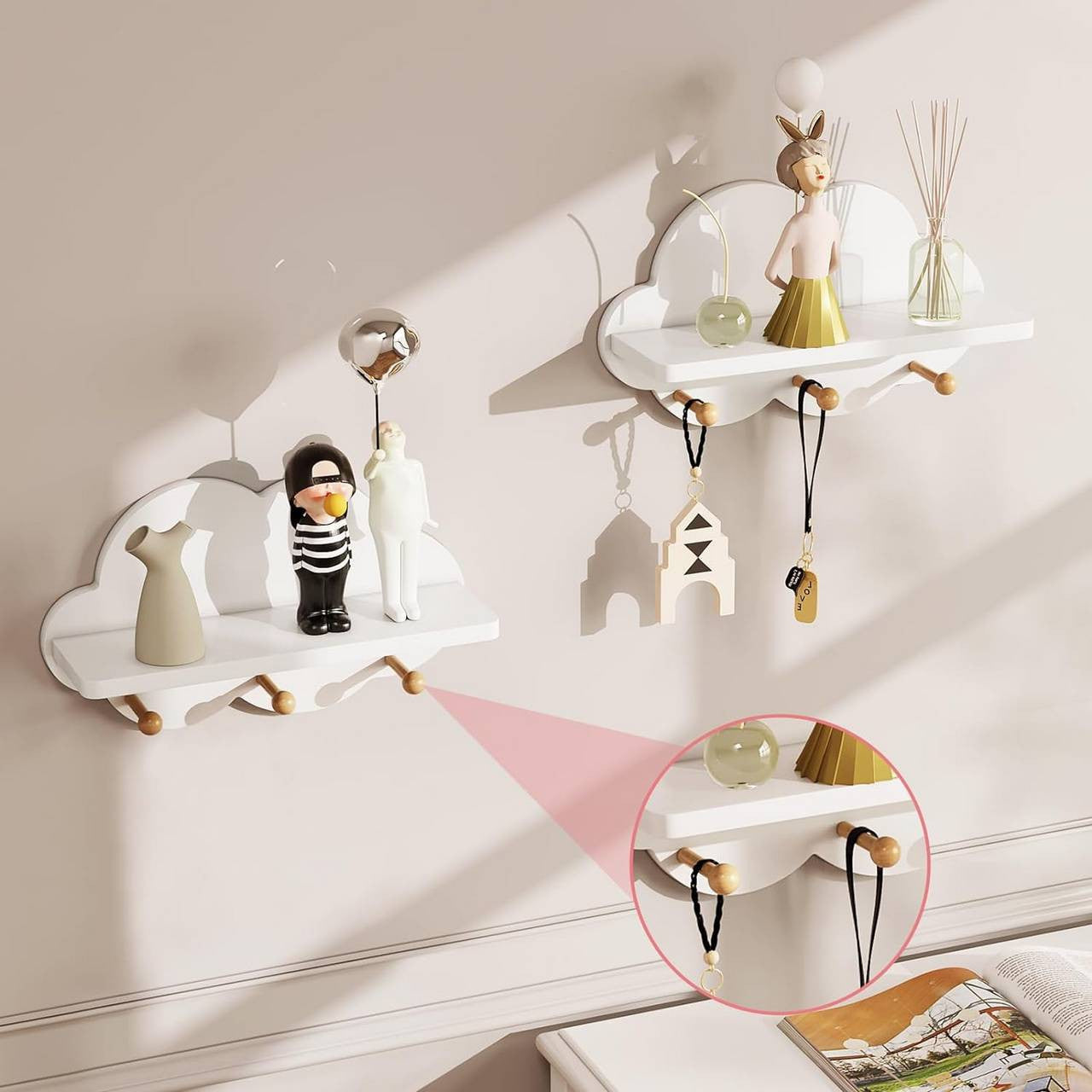 24goodz Cloud Shelf Set - Encourages Creativity - Safe and Easy to Clean - E1 MDF - For Children - White