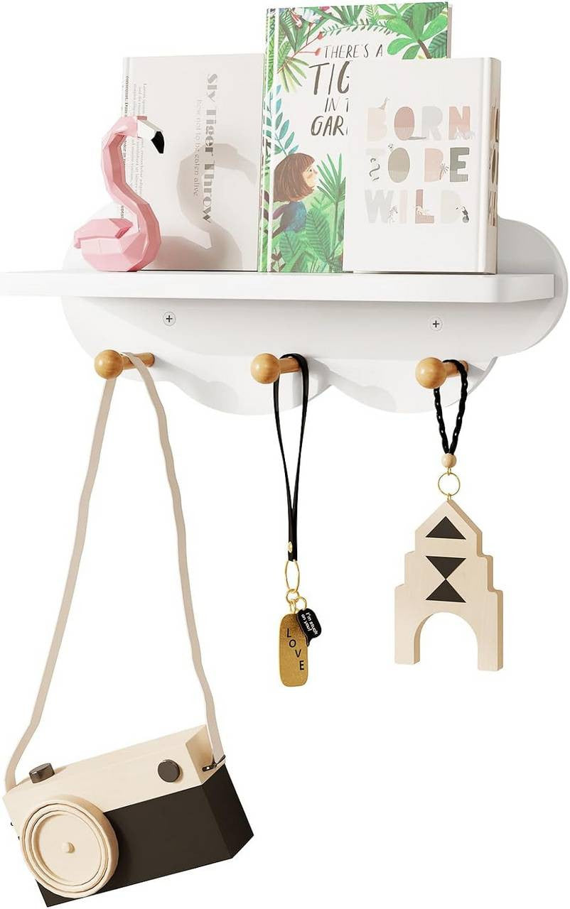 24goodz Cloud Shelf Set - Encourages Creativity - Safe and Easy to Clean - E1 MDF - For Children - White