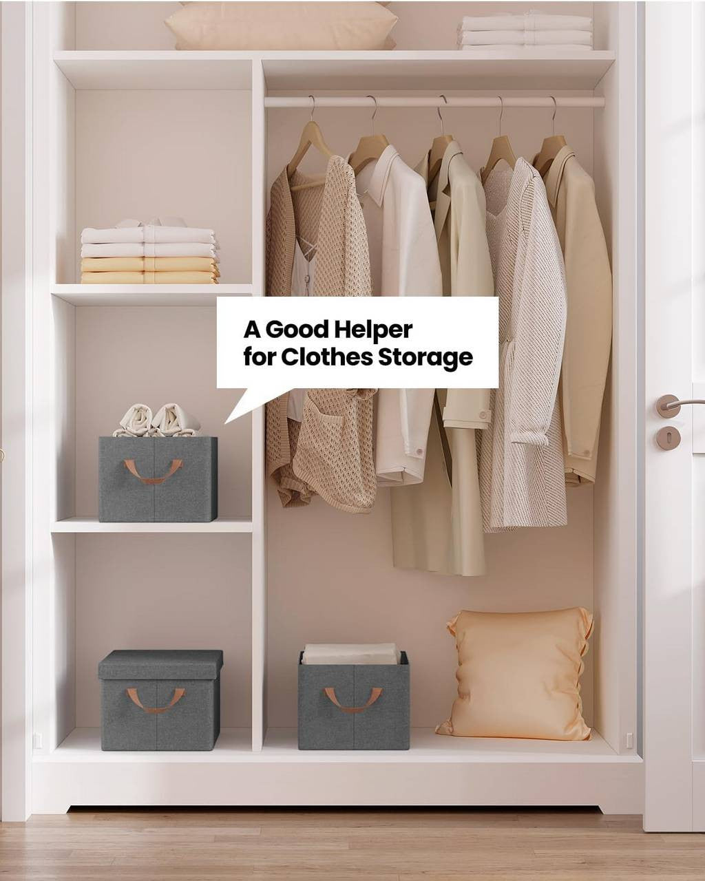 24goodz Set of 3 Storage Boxes with Lid - Space-Saving Design - Durable Polyester - For Home Organization - Grey (38x27x20 cm)