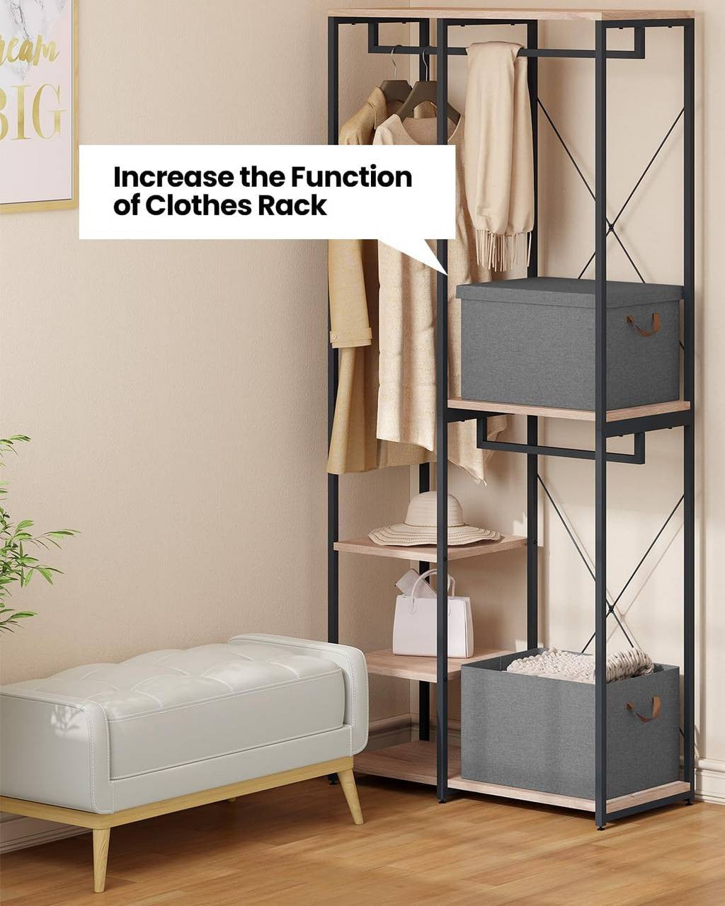 24goodz Set of 3 Storage Bins with Lids - Versatile and Space-Saving - Polyester and Metal - For Home Organization - Grey