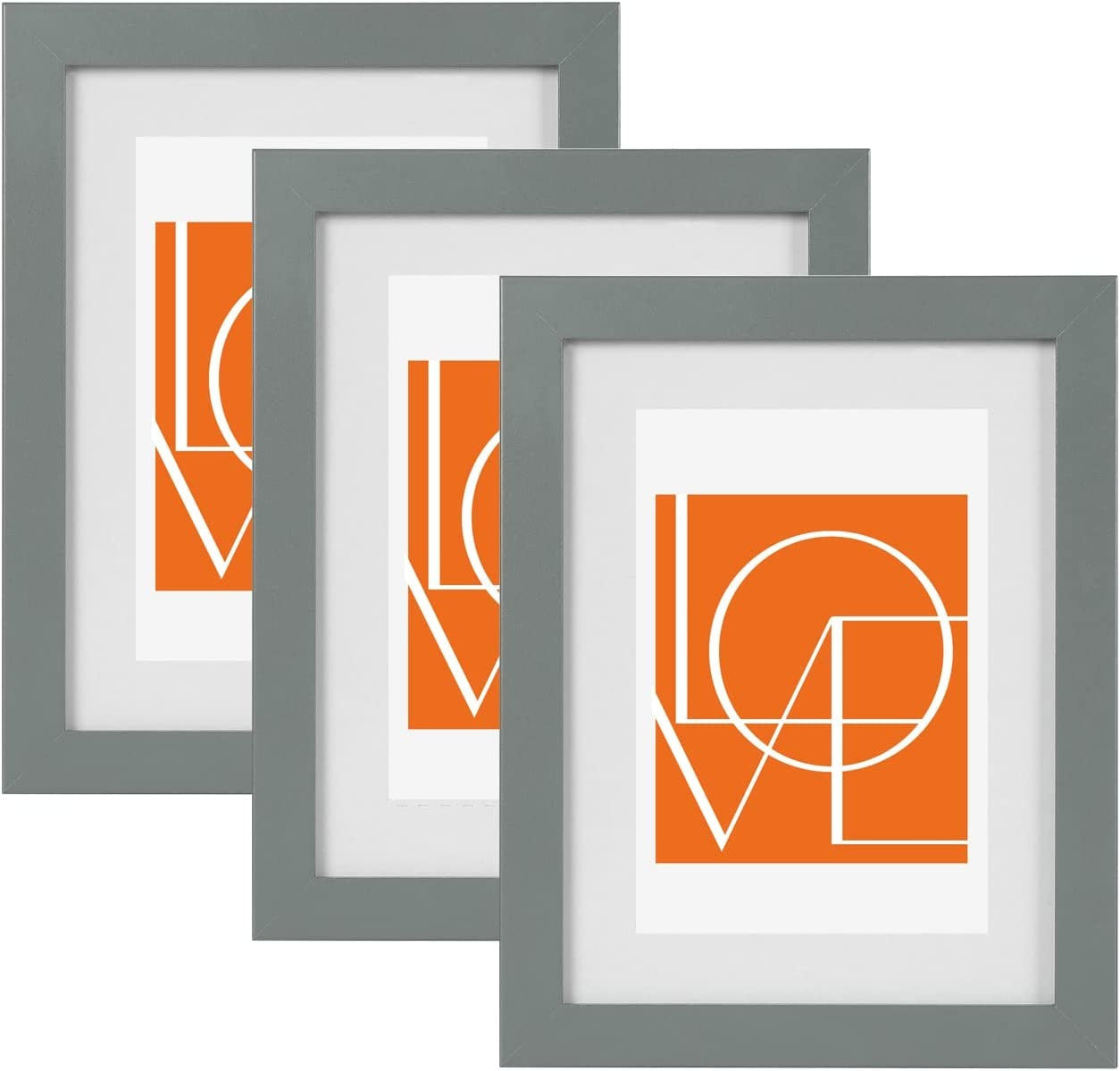 24goodz Set of 3 Photo Frames - Durable MDF Construction - Versatile Display Options - MDF - For Home Decor - Grey