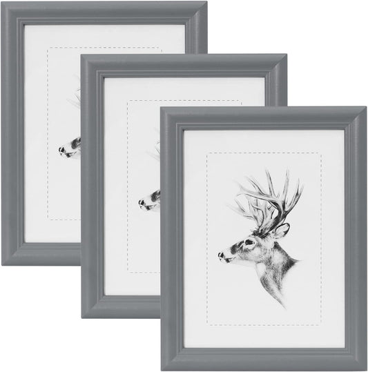 24goodz Set of 3 Wooden Photo Frames with Real Glass - Durable and Versatile - Solid Wood + Glass - Grey - 20x30 cm