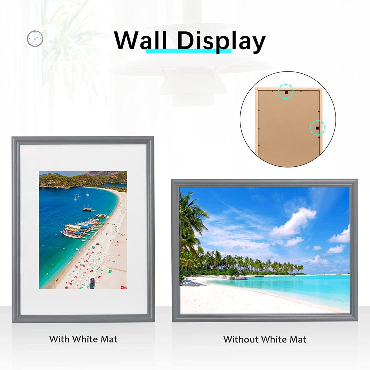 24goodz Set of 3 Wooden Photo Frames with Real Glass - Durable and Stylish - Solid Wood - For Home Decor - Grey