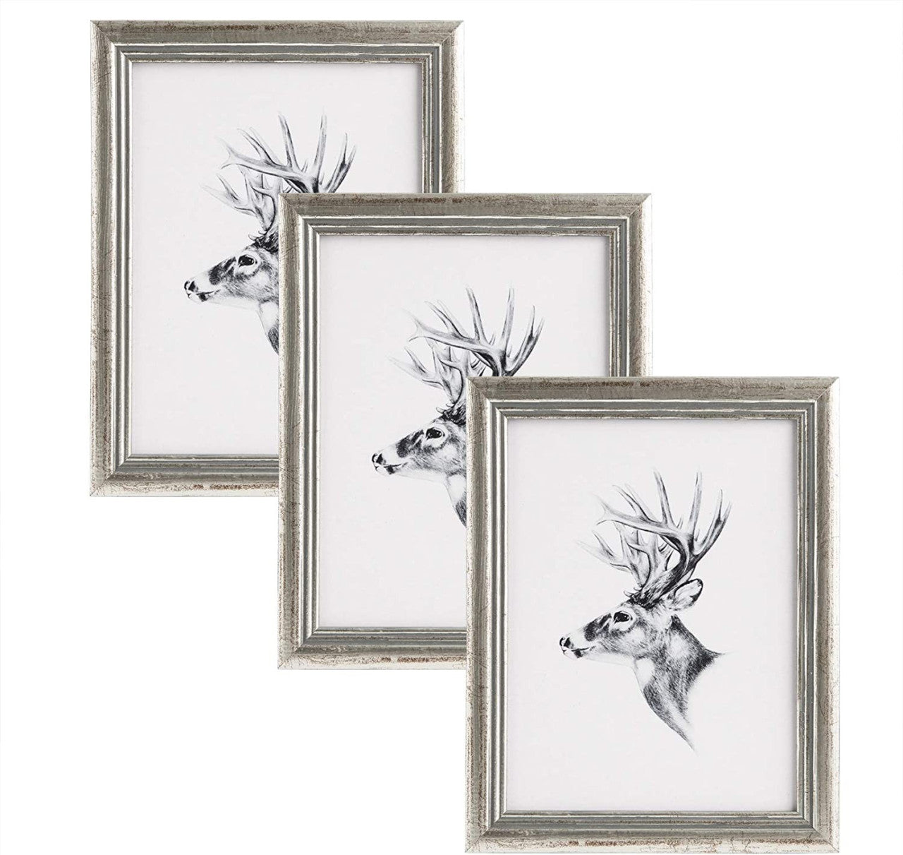 24goodz Set of 3 Wooden Photo Frames - Durable Solid Wood - Versatile Display Options - Glass - For Home Decor - White/Black/Silver/Gold/Grey/Brown/Natural