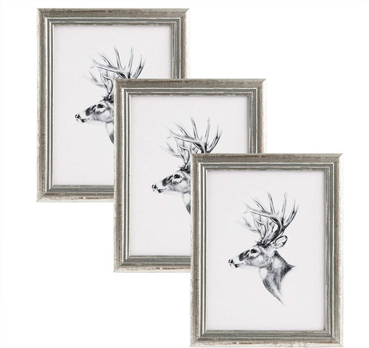 24goodz Set of 3 Wooden Photo Frames - Durable Solid Wood - Versatile Hanging and Standing Options - Glass - For Home Decor - White/Black/Silver/Gold/Grey/Brown/Natural