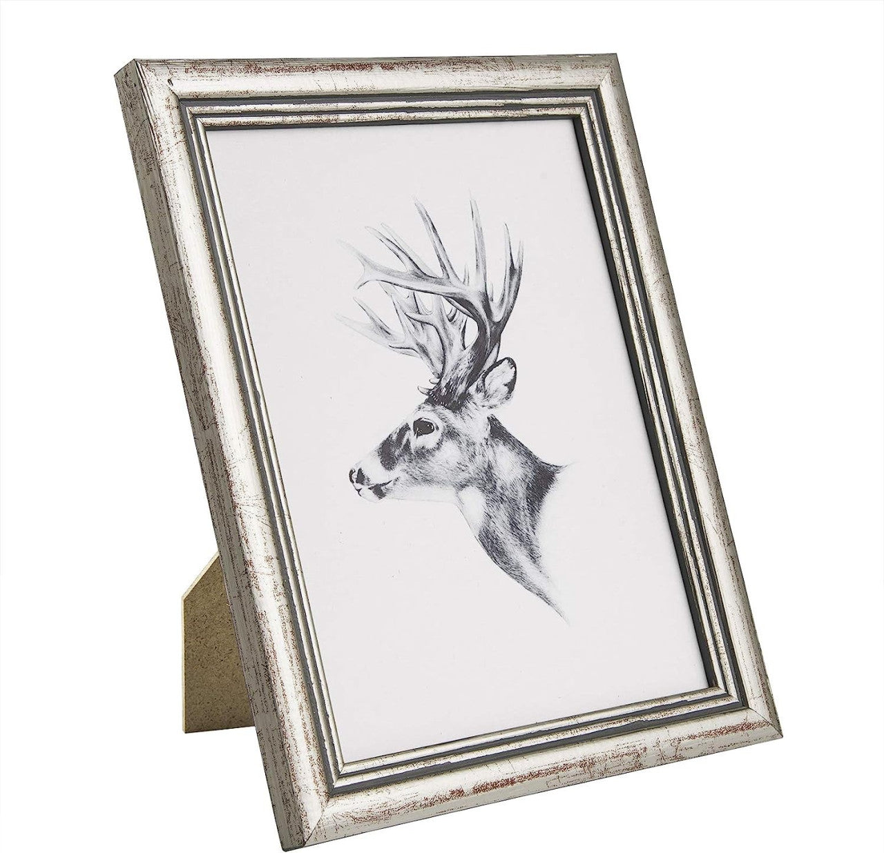 24goodz Set of 3 Wooden Photo Frames - Durable Solid Wood - Versatile Hanging and Standing Options - Solid Wood + Glass - For Home Decor - Silver - sb