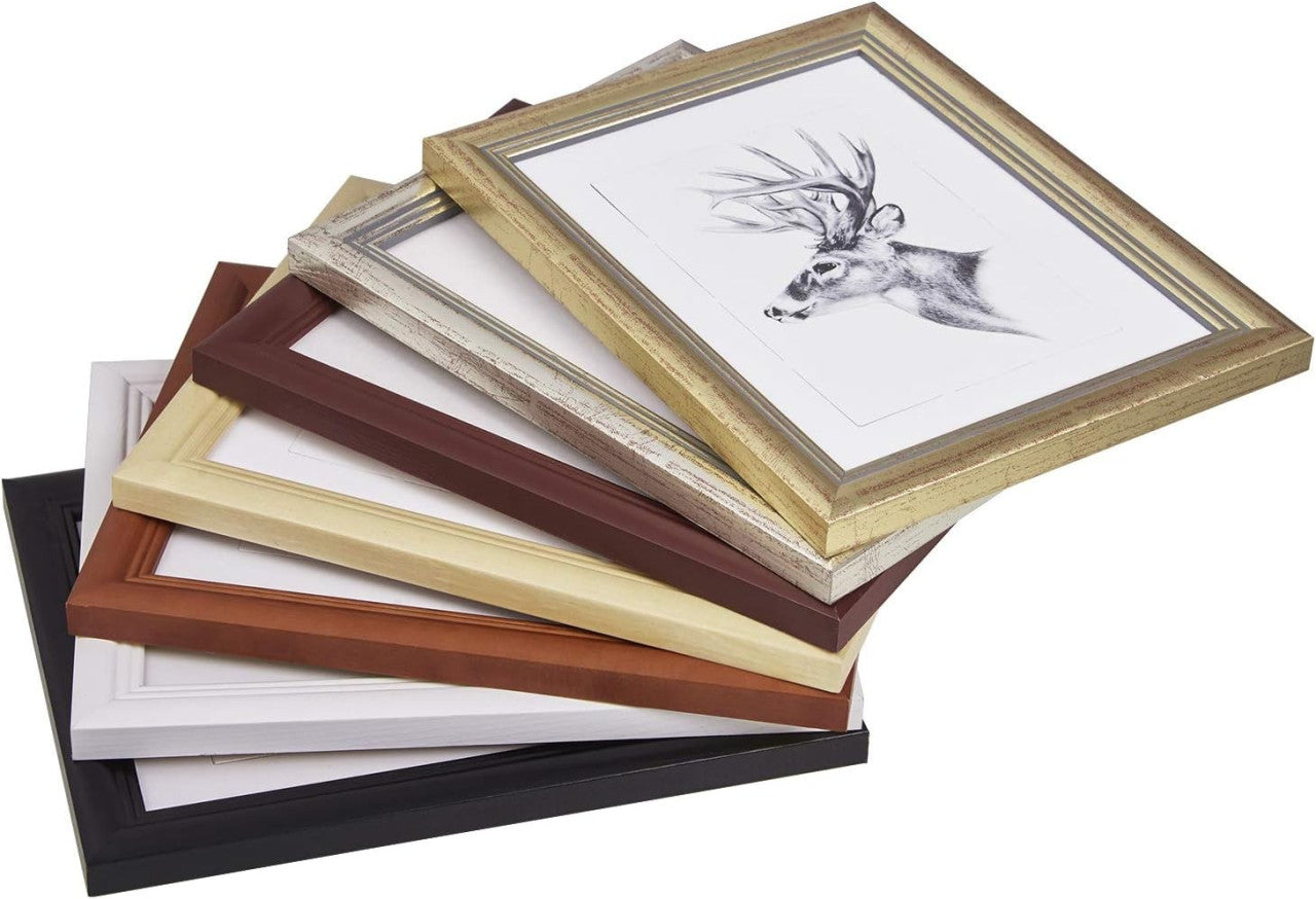 24goodz Set of 3 Wooden Photo Frames with Real Glass - Elegant Design - Durable Solid Wood - For Home Decor - White