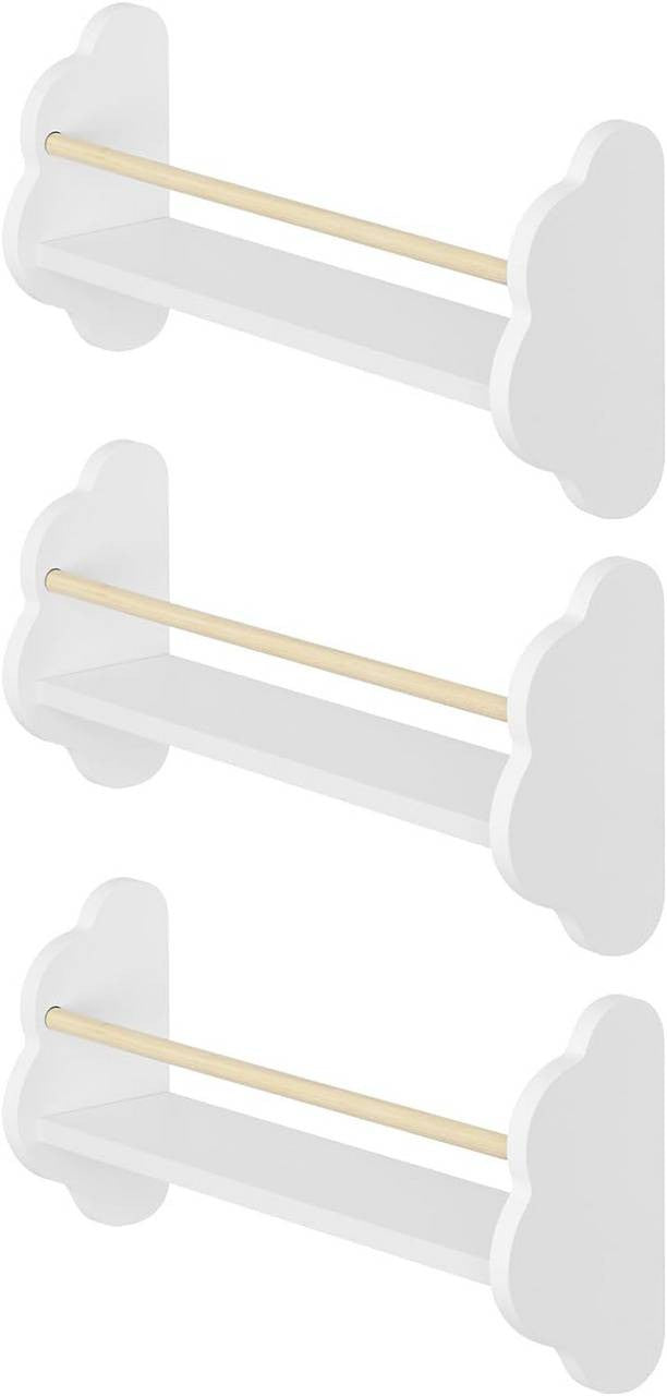 24goodz Set of 3 Children's Bookshelves - Charming Cloud Design - E1 MDF and Pine Wood - For Kids - White