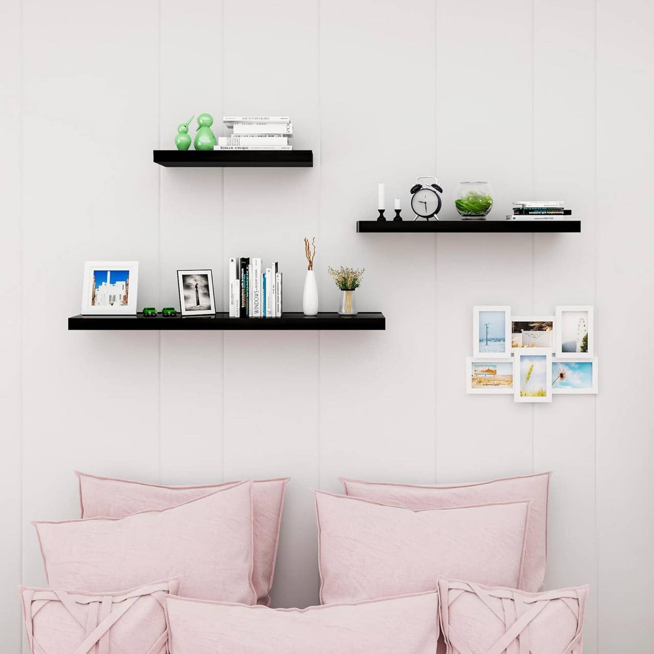 24goodz Floating Shelf Set of 3 - Versatile Home Decor - High-Quality MDF - For All Rooms - White - sz