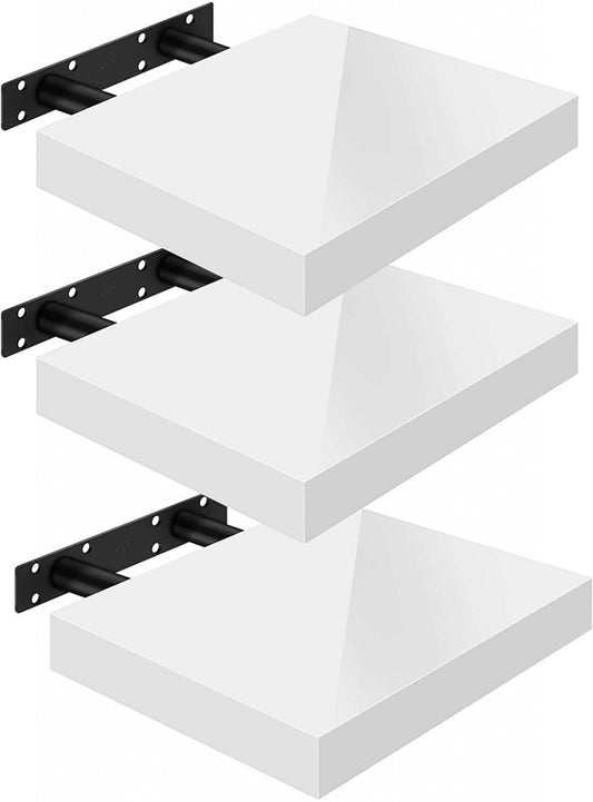 24goodz Set of 3 Floating Shelves - Versatile Use for Home Decor - High-Quality MDF - For All Rooms - White - ws