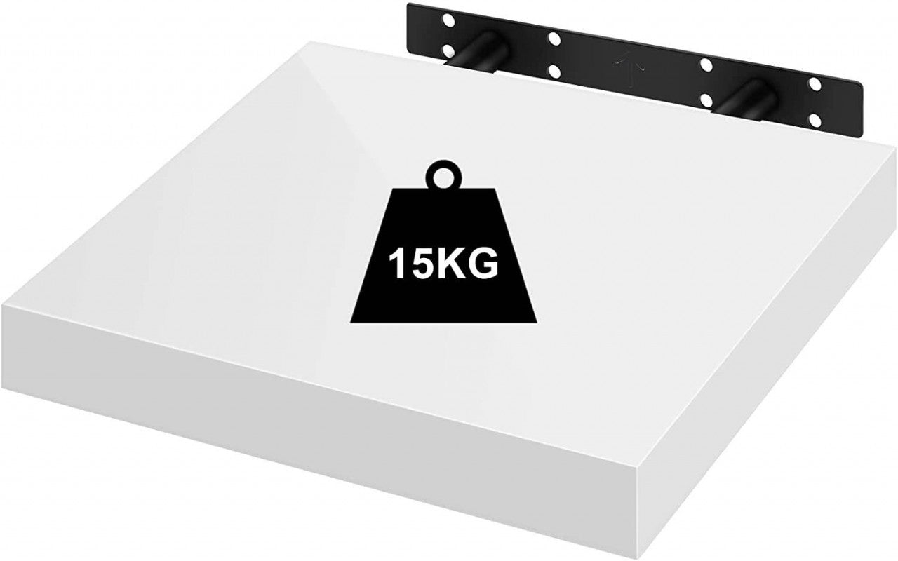 24goodz Set of 3 Floating Shelves - Versatile Use for Home Decor - High-Quality MDF - For All Rooms - White - ws