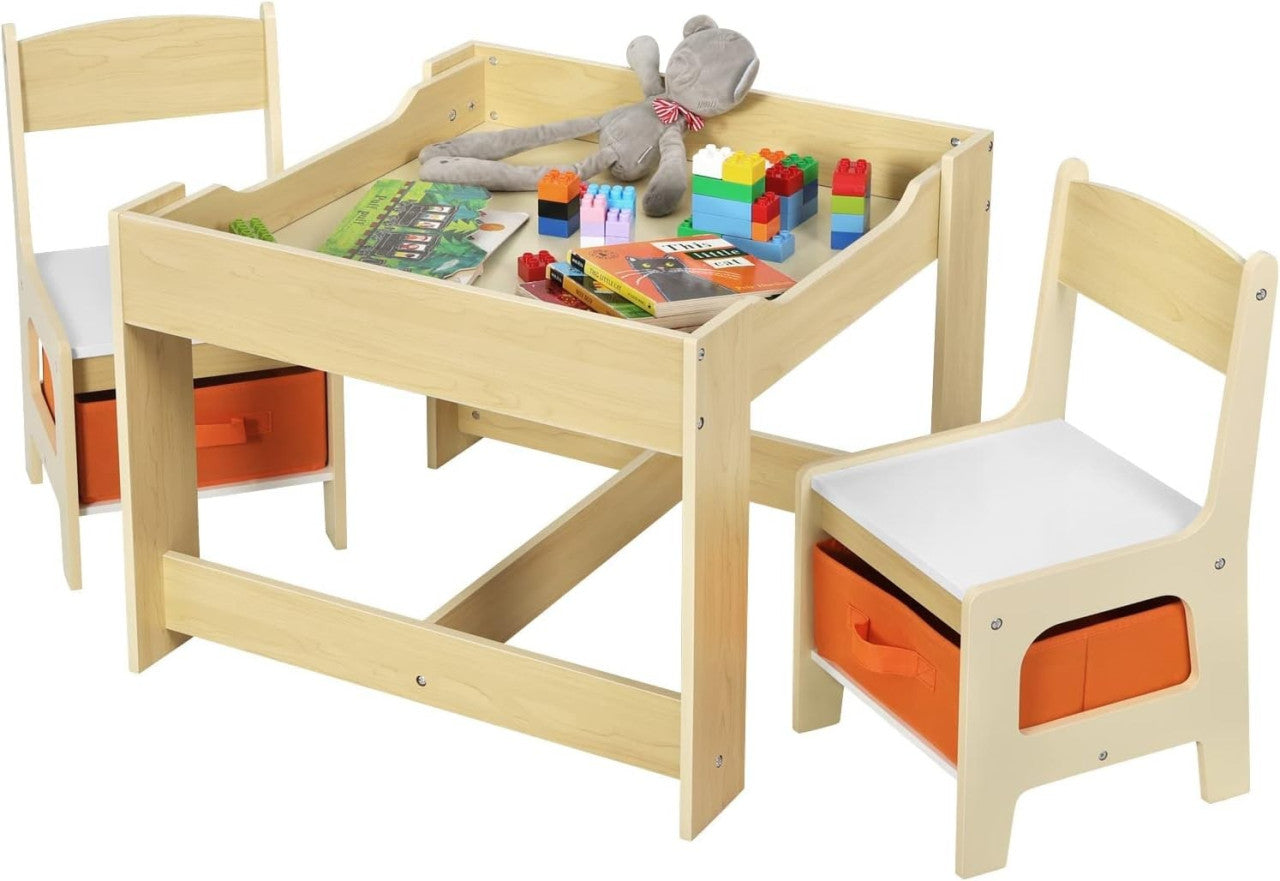 24goodz Kids Table and Chair Set - Multifunctional for Play and Study - Durable MDF - For Children from 2 years - White