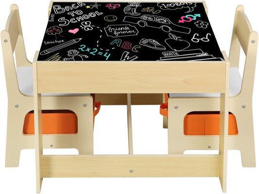 24goodz Kids Table and Chair Set - Multifunctional for Play and Study - Durable MDF - For Children from 2 years - White