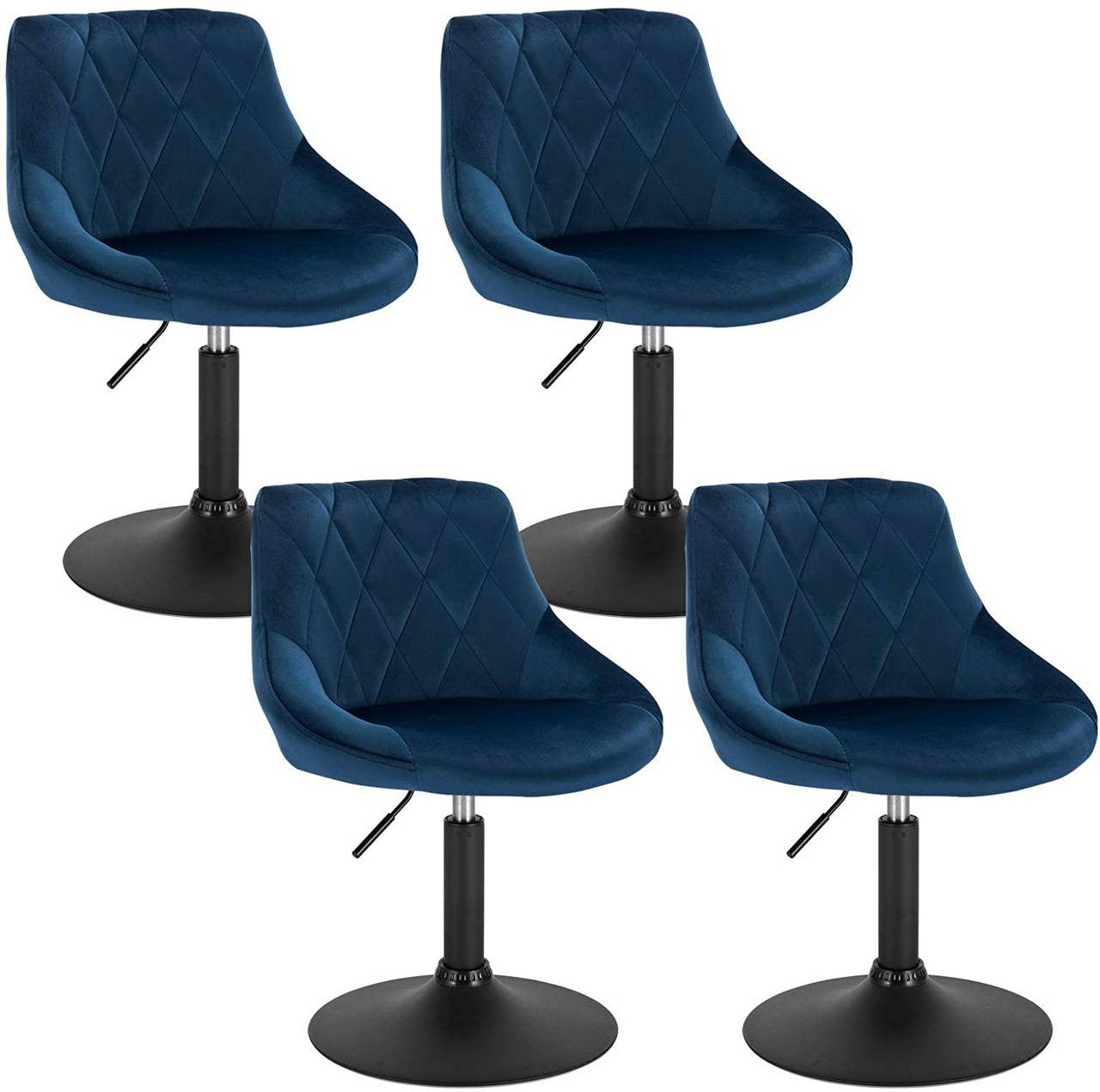 24goodz Velvet Bar Stool with Backrest - Comfortable and Ergonomic Design - Durable Metal Frame - For Home and Kitchen - Blue