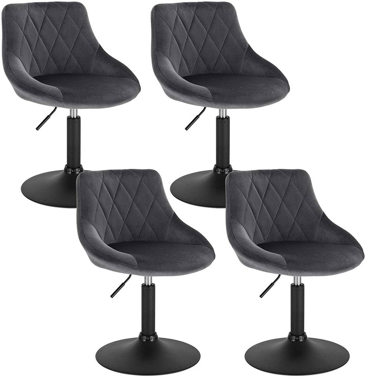 24goodz Velvet Bar Stool with Backrest - Comfortable and Ergonomic Design - Durable Metal Frame - For Home and Kitchen - Dark Grey - dgr