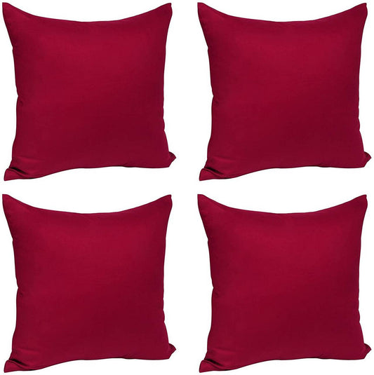 24goodz 4 x Cushion Covers - Soft and Breathable - 100% Mako Cotton - For Home Decor - Bordeaux 50x50cm - bd