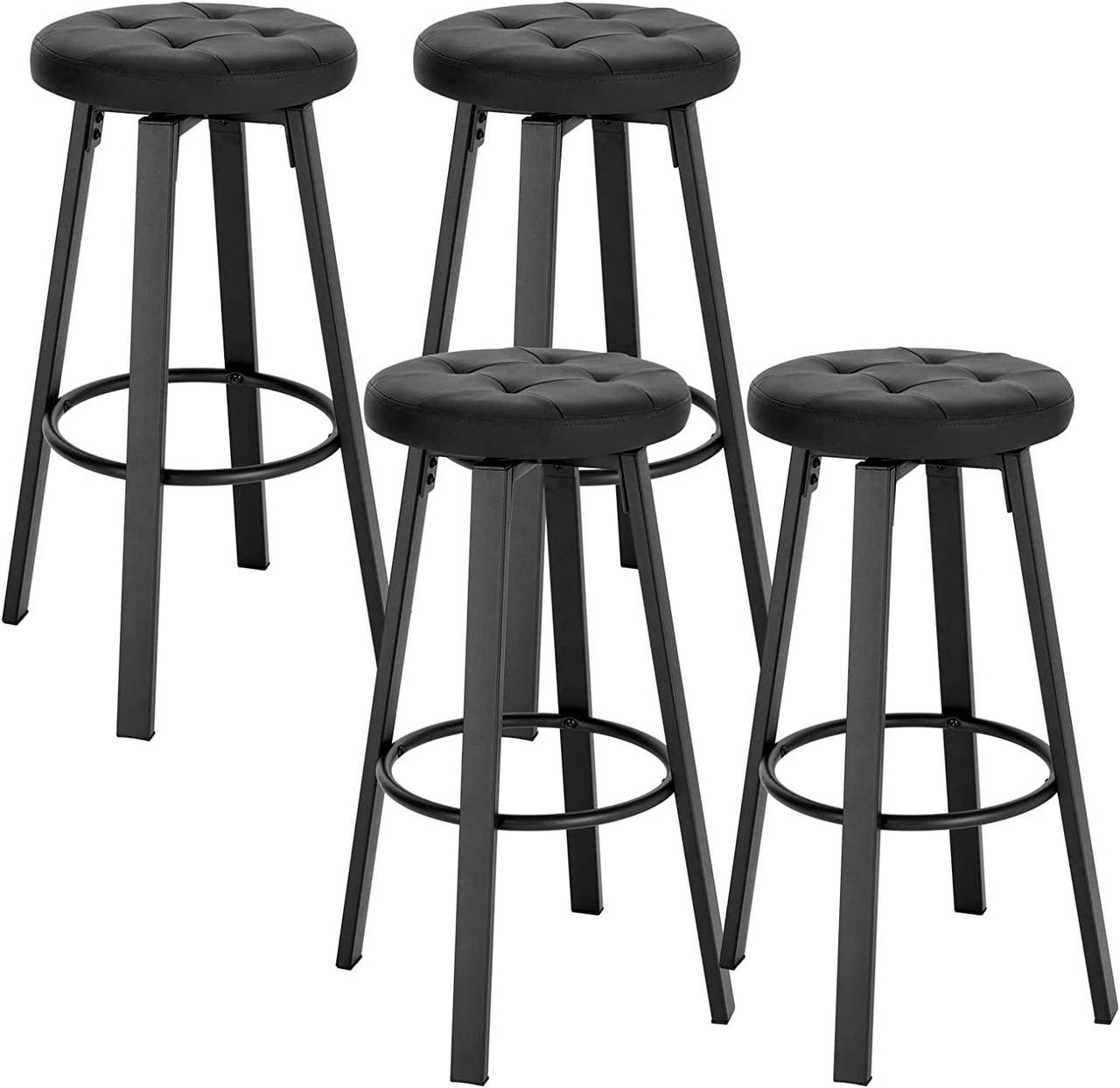 24goodz Rotating Bar Stool with Soft Faux Leather Seat - Durable and Stylish - Metal and Faux Leather - For Home Bars - Brown/Anthracite