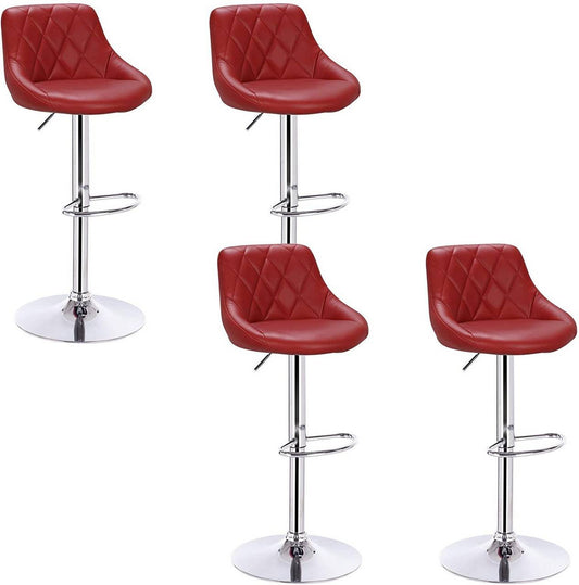 24goodz Adjustable Bar Stool Set - Ergonomic Comfort - Sturdy and Safe - Faux Leather - For Home and Bars - Bordeaux - bd
