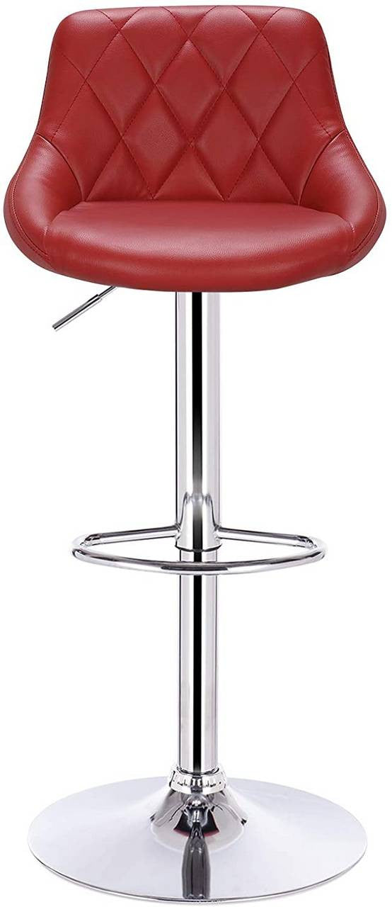24goodz Adjustable Bar Stool Set - Ergonomic Comfort - Sturdy and Safe - Faux Leather - For Home and Bars - Bordeaux - bd