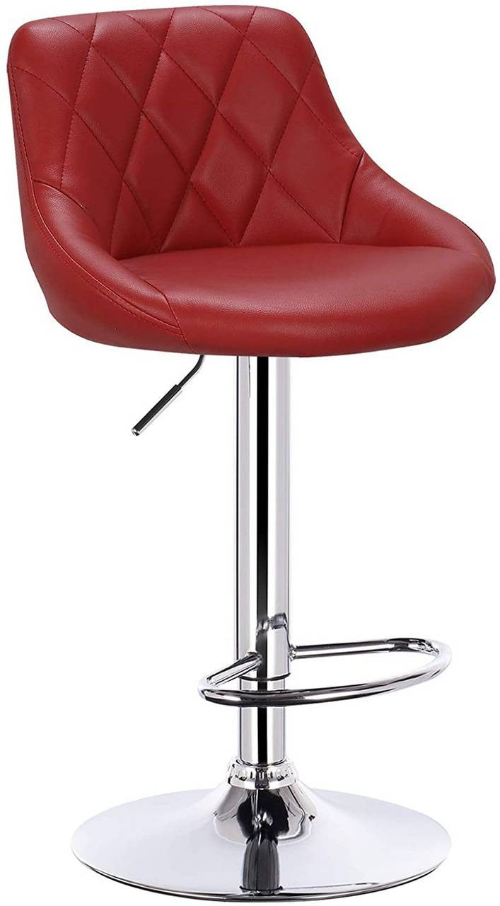 24goodz Adjustable Bar Stool Set - Ergonomic Comfort - Sturdy and Safe - Faux Leather - For Home and Bars - Bordeaux - bd