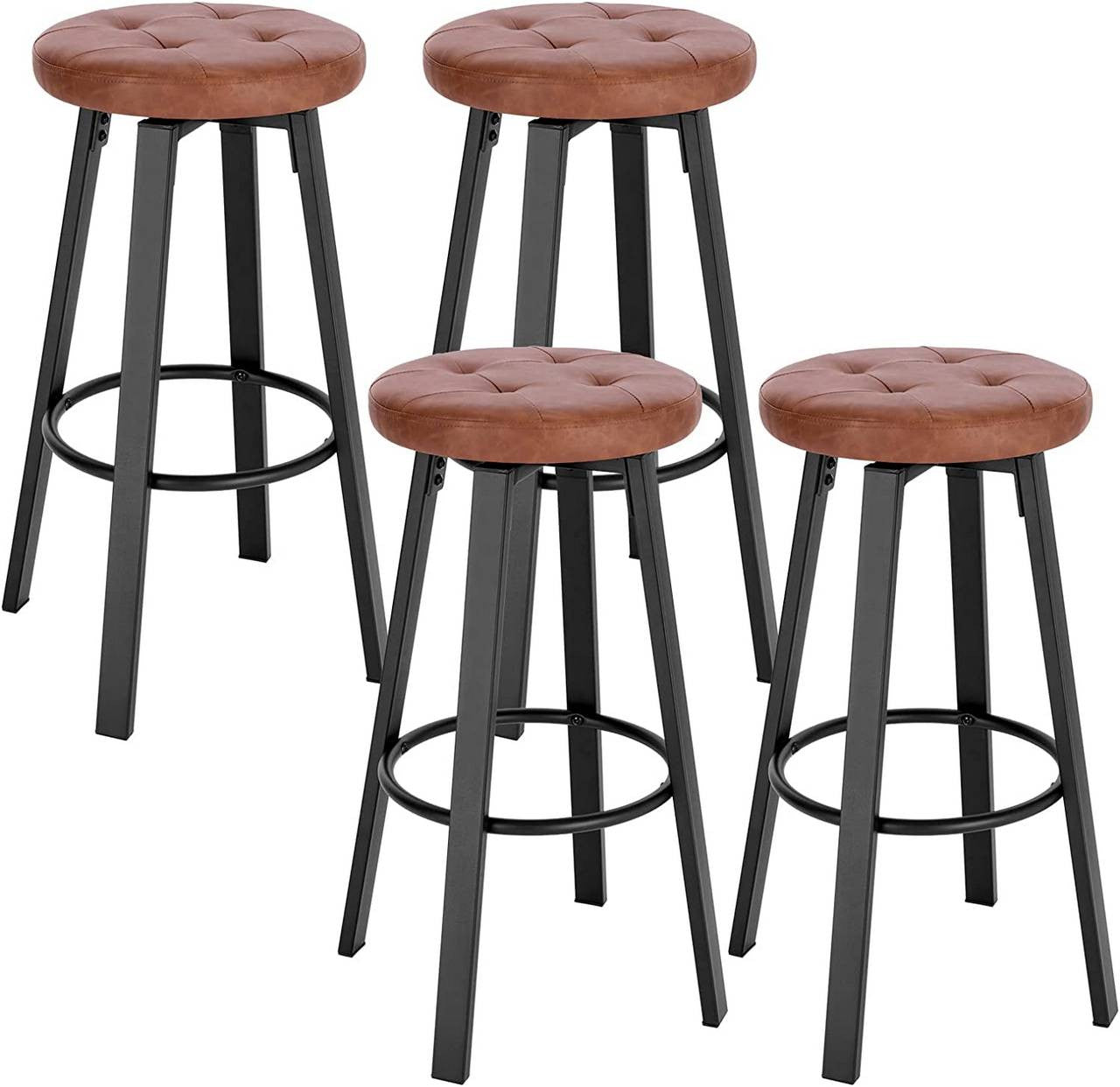 24goodz Rotatable Bar Stool with Soft Seat - Durable and Stylish - Faux Leather - For Home and Kitchen - Brown/Anthracite