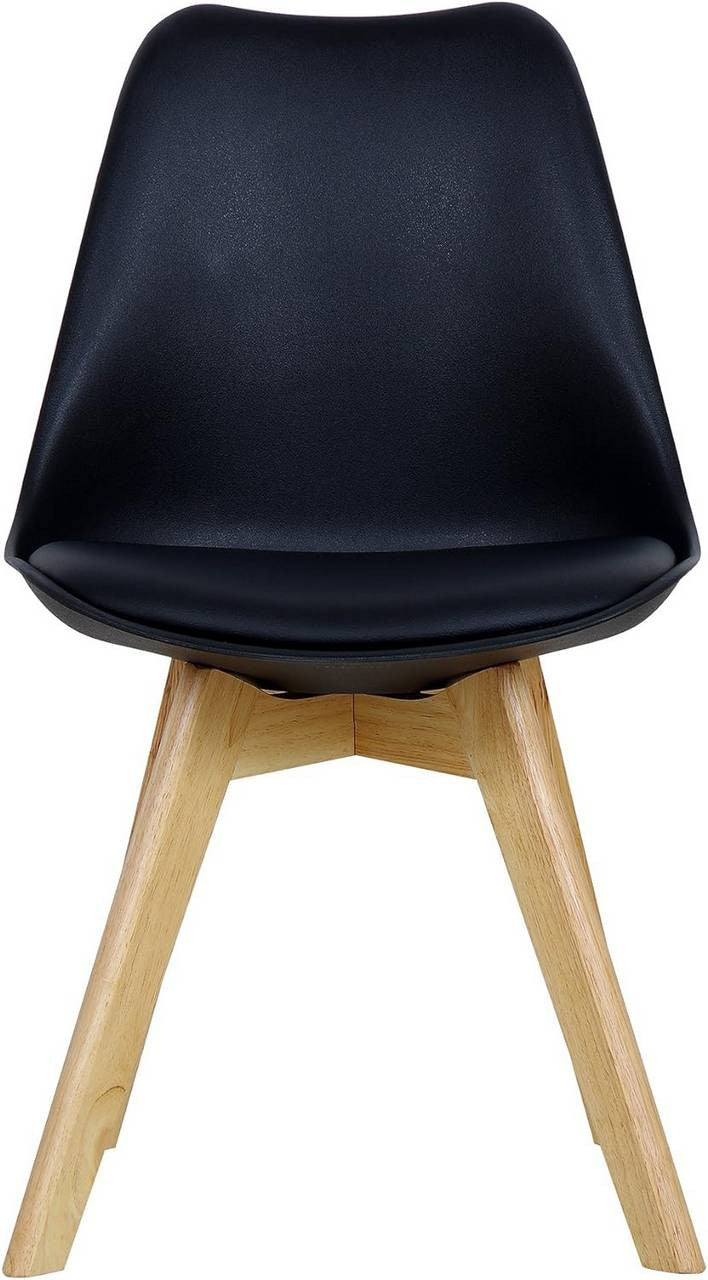 24goodz Set of 4 Dining Chairs - Ergonomic Comfort - Multifunctional Design - Faux Leather - Black - sz