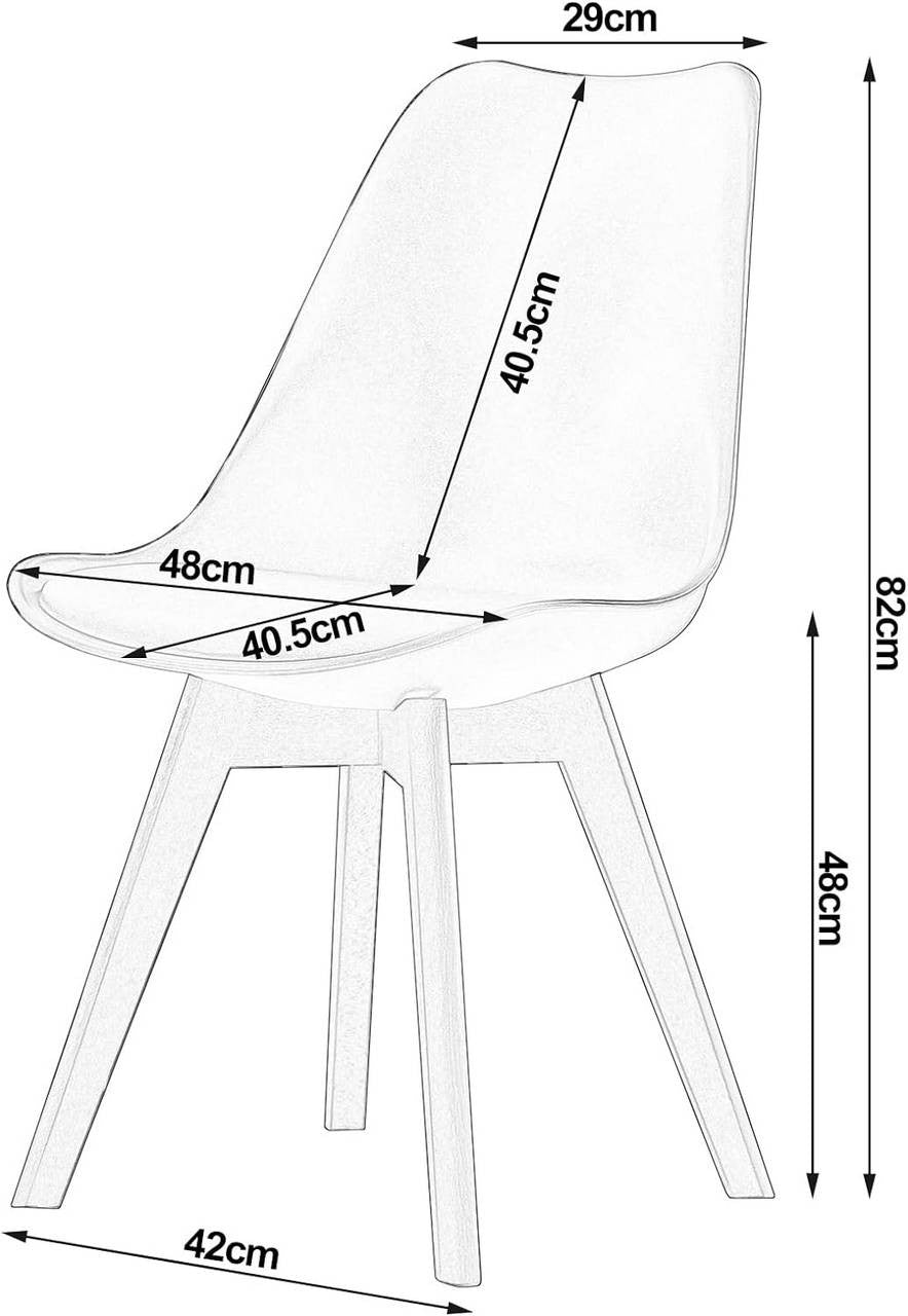 24goodz Dining Chair Set of 4 - Ergonomic Comfort - Sturdy and Stylish - Faux Leather and Wood - White - ws
