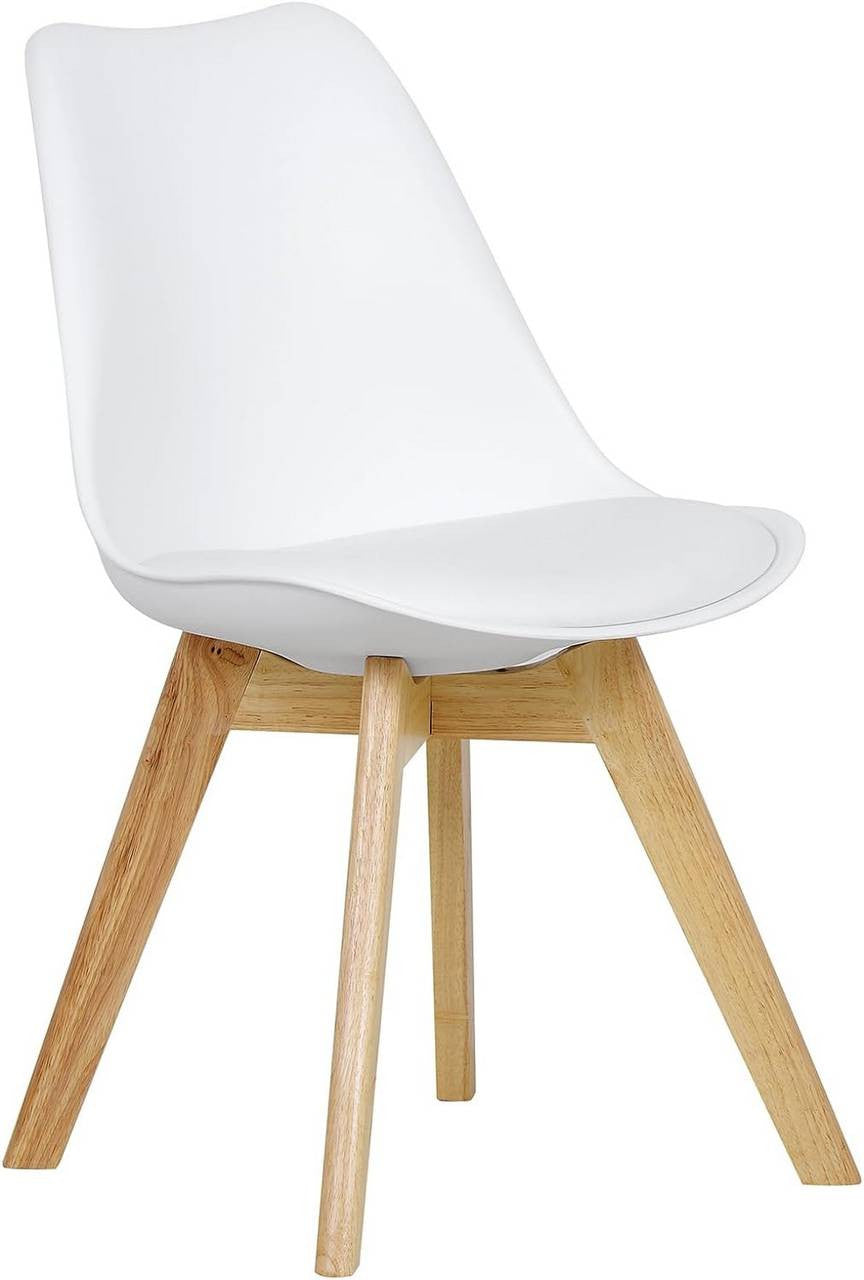 24goodz Dining Chair Set of 4 - Ergonomic Comfort - Sturdy and Stylish - Faux Leather and Wood - White - ws