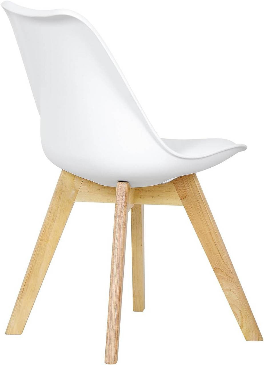 24goodz Dining Chair Set of 4 - Ergonomic Comfort - Sturdy and Stylish - Faux Leather and Wood - White - ws