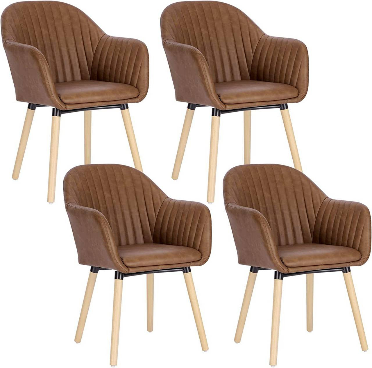 24goodz Upholstered Dining Chairs - Ergonomic Support - Durable Design - Faux Leather - For Every Room - Brown