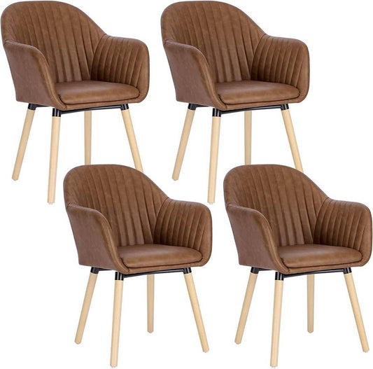 24goodz Upholstered Dining Chairs - Ergonomic Support - Durable Design - Faux Leather - For Every Room - Brown
