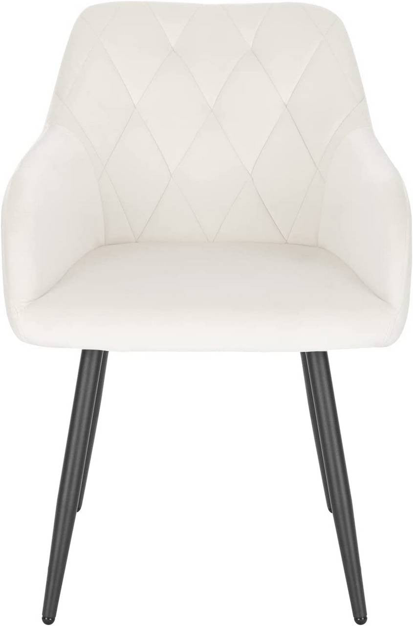 24goodz Velvet Dining Chair Set of 4 - Ergonomic Comfort - Stylish and Versatile - Velvet + Metal - Cream White - cm