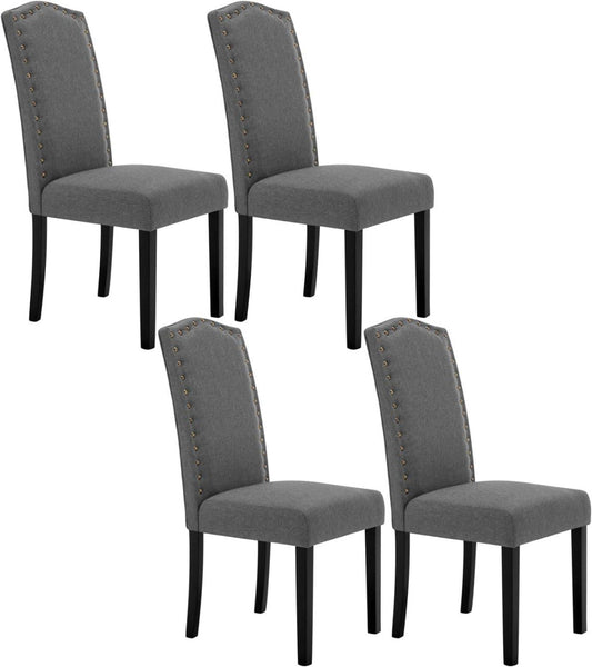 24goodz Ergonomic Dining Chairs - Comfortable High Back Support - Solid Wood Frame - For Home & Dining - Dark Grey