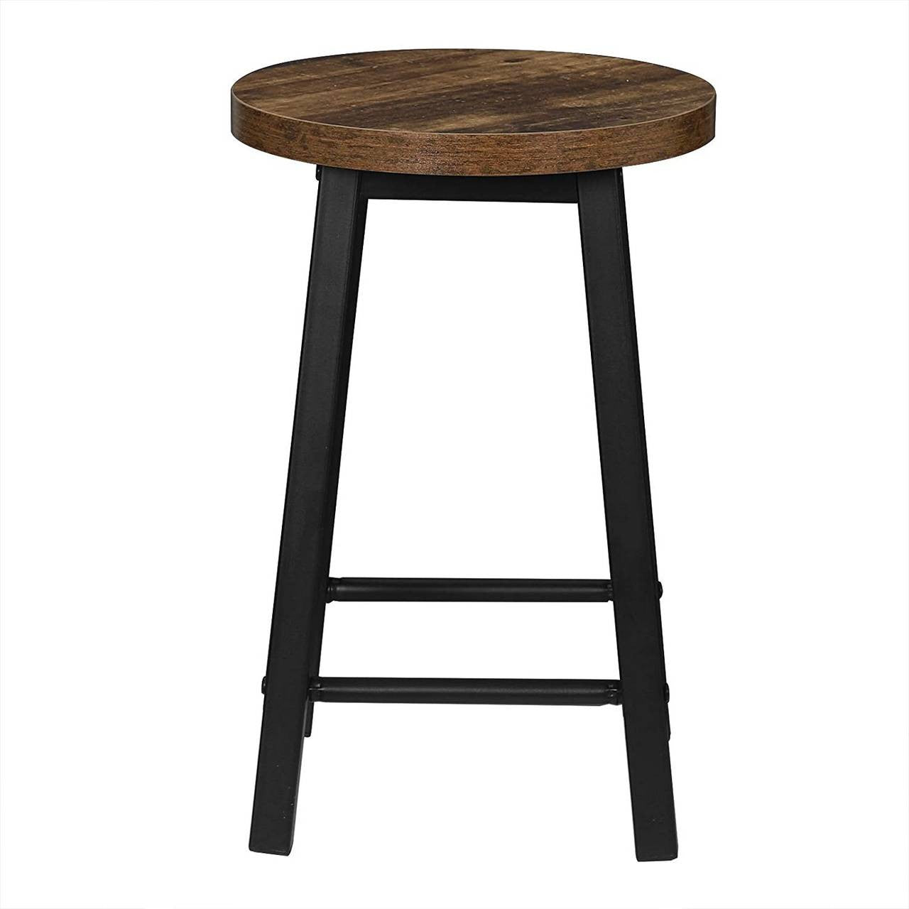 24goodz Set of 4 Industrial Dining Chairs - Durable Steel Frame - Space-Saving Design - Metal and Wood - For Home Use - Black - hov