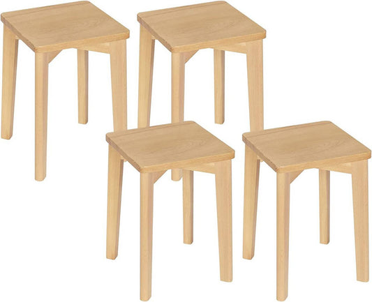 24goodz Solid Wood Stacking Stool Set - Durable and Space-Saving - Beech Wood - For Dining Rooms and Small Spaces - Natural Wood Colour - ei