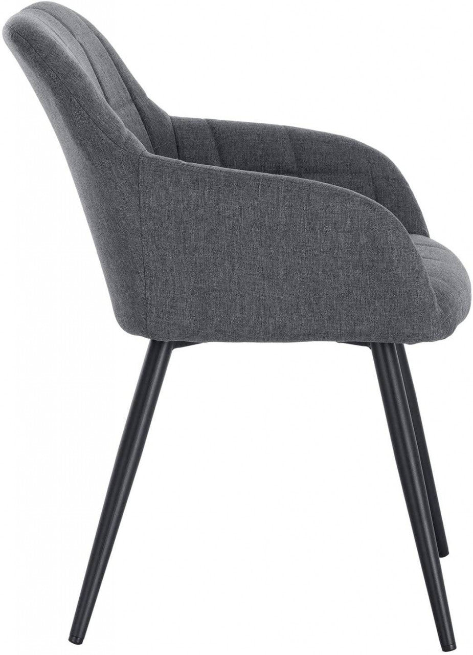 24goodz Dining Chair Set of 4 with Armrests - Ergonomic Comfort - Durable Linen and Metal - Dark Grey - dgr